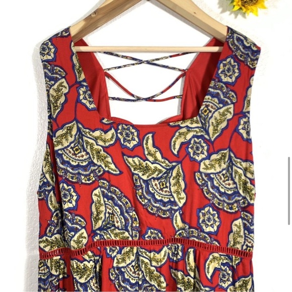 NWT Maurices Floral Red Blue Sleeveless Skater Dress Plus Size 2X Women - Picture 5 of 13